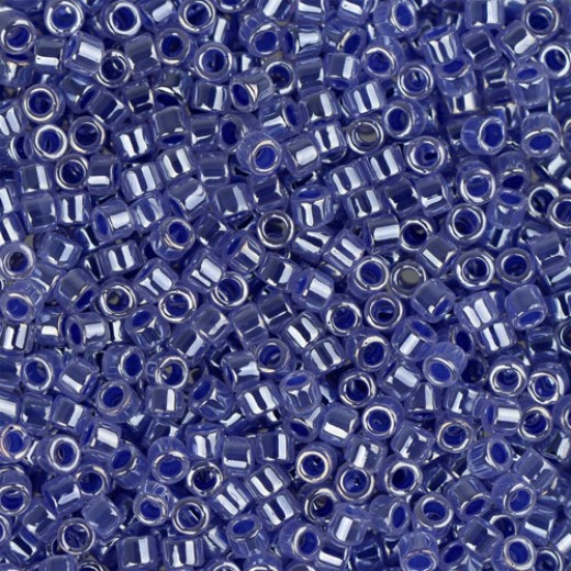 DB0243 Medium Crystal Blue Ceylon Lined-Dyed, Size 11/0 Miyuki Delica Beads, 5.2g approx.