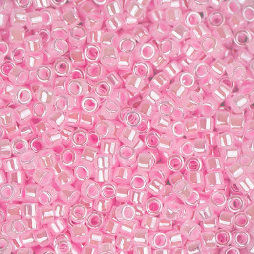 DB0244B Light Cryst. Pink Ceylon Lined-Dyed, Size 11/0 Miyuki Delica Beads, 50gm bag