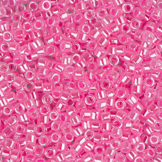 DB0246 Dark Crystal Pink Ceylon Lined-Dyed, Size 11/0 Miyuki Delica Beads, 5.2g approx.