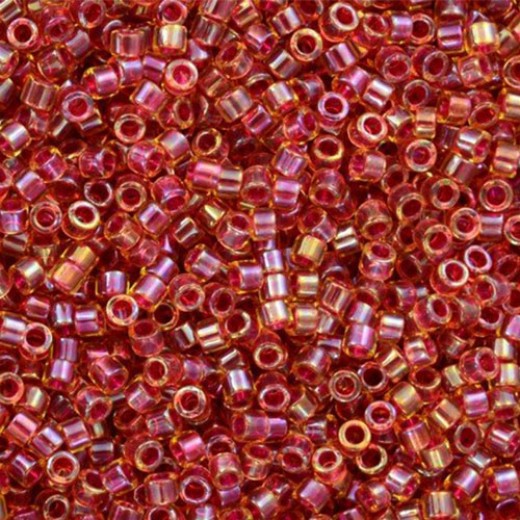 DB0282 Silver Lined Amber Vermillion Dyed, Colour 282 Size 11/0 Miyuki Delica Beads,Apprx 5.2gm 