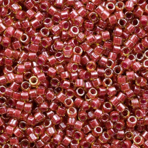 DB0283 Cranberry Lined Peridot Luster, Size 11/0 Miyuki Delica Beads, 5.2g approx.