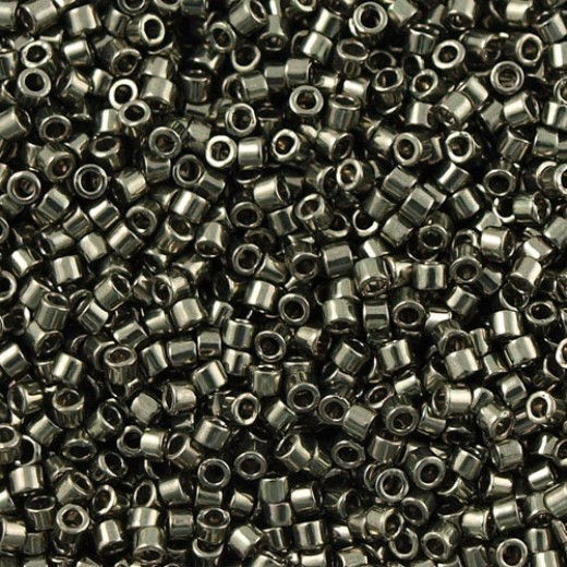 DB0452 Dark Grey Opaque Nickel Plated Dyed, Size 11/0 Miyuki Delica Beads, 5.2g approx.
