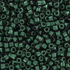DB0458 Dark Green Teal Opaque Nickel Plated Dyed, Size 11/0 Miyuki Delica Beads, 5.2g approx.