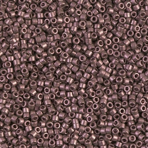 DB0462 Grey Mauve Opaque Nickel Plated Dyed, Size 11/0 Miyuki Delica Beads, 5.2g approx.