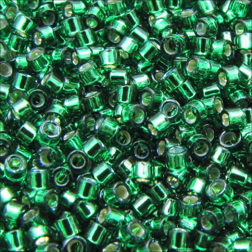 DB0605 Emerald Silver Lined-Dyed, Size 11/0 Miyuki Delica Beads, 50gm bag