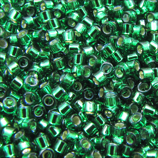 DBM0605 Emerald Silver Lined-Dyed, Size 10/0  Miyuki Delica Beads, Colour 0605, 50g Wholesale pack