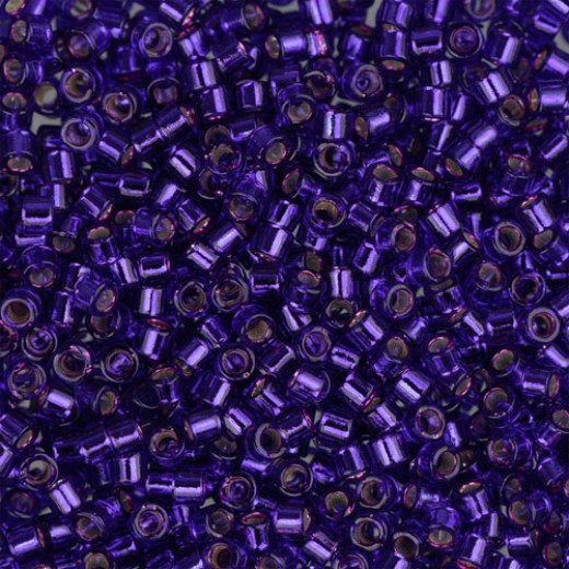 DB0610 Dark Violet Silver Lined-Dyed, Size 11/0 Miyuki Delica Beads, 50gm bag