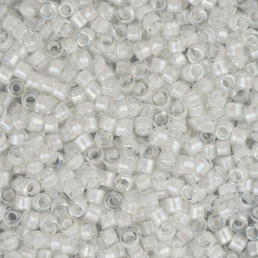 DB0066 White AB Lined-Dyed, Size 11/0 Miyuki Delica Beads, 50gm bag