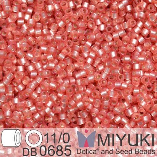 DB0685 Light Cranberry Red Semi-Matte Dyed, Size 11/0 Miyuki Delica Beads, 5.2g approx.