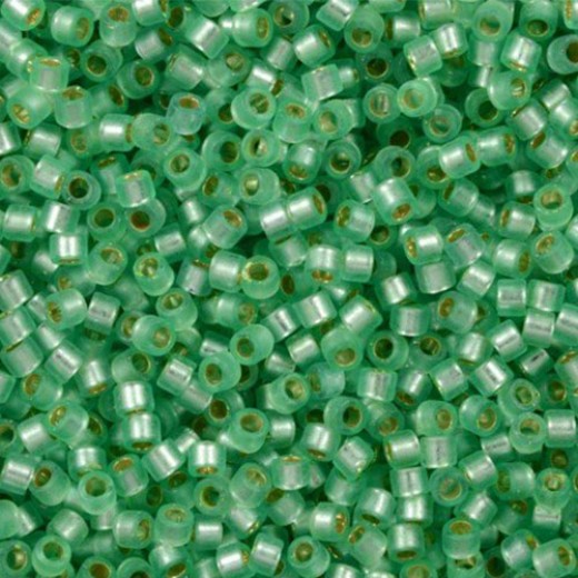 DB0691 Dyed Semi-Frosted Silver Lined Mint Green Miyuki 11/0 Delica Beads, 50 Gram Bulk Bag