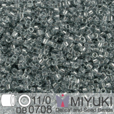 DB0708 Grey Transparent, Size 11/0 Miyuki Delica Beads, 5.2g approx.