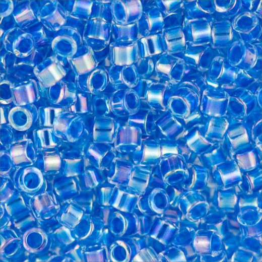 DB0077 Blue AB Lined-Dyed, Size 11/0 Miyuki Delica Beads, 5.2g approx.