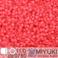 DB0780 Pink Bubble Gum Transparent Matte-Dyed, Size 11/0 Miyuki Delica Beads, 5.2g approx.