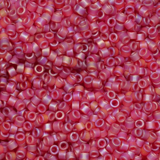 DB0867 Dark Cranberry Transparent AB Matte, Size 11/0 Miyuki Delica Beads, 5.2 g approx.