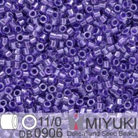 DB0906 Purple Sparkle Crystal Lined, Size 11/0 Miyuki Delica Beads, 5.2g approx.