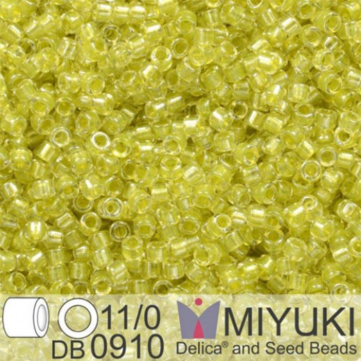 DB0910B Yellow Green Sparkle Crystal Lined, Size 11/0 Miyuki Delica Beads, 50gm bag