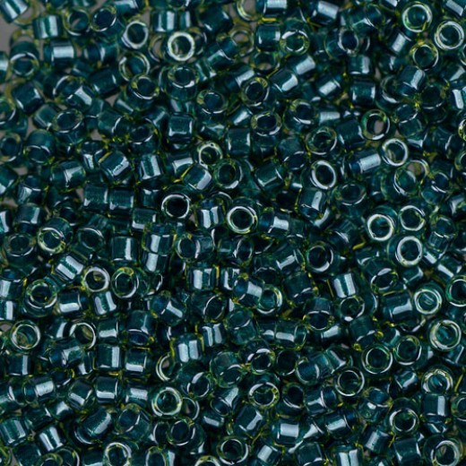 DB0919B Green Teal Sparkle Chartreuse Lined, Size 11/0 Miyuki Delica Beads, 50gm bag