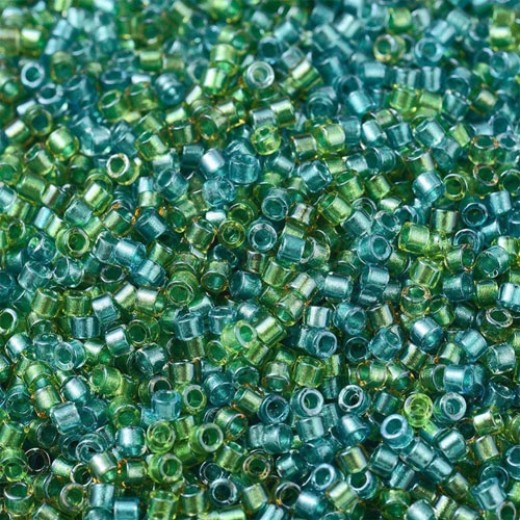 DB0984 Aqua Teal Green Sparkle Lined, Size 11/0 Miyuki Delica Beads, 50gm bag