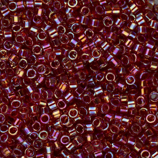 DB1242 Dark Cranberry Red Transparent AB, Size 11/0 Miyuki Delica Beads, 50g approx.