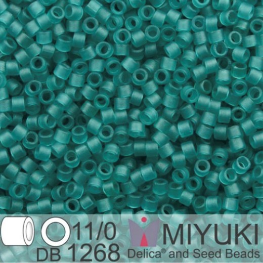 DB1268 Teal Caribbean Transparent Matte, Size 11/0 Miyuki Delica Beads, 5.2g approx.