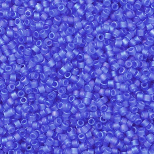 DB1285 Blue Azure Transparent AB Matte, Size 11/0 Miyuki Delica Beads, 5.2g approx.