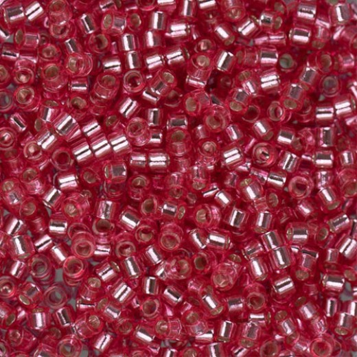DB1338 Dark Pink Rose Silver Lined-Dyed, Size 11/0 Miyuki Delica Beads, 5.2g approx.