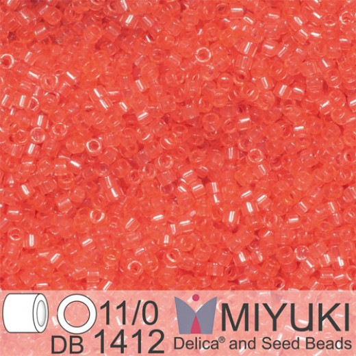 DB1412 Salmon Transparent, Size 11/0 Miyuki Delica Beads, 5.2g approx. *Being discontinued by Factory*