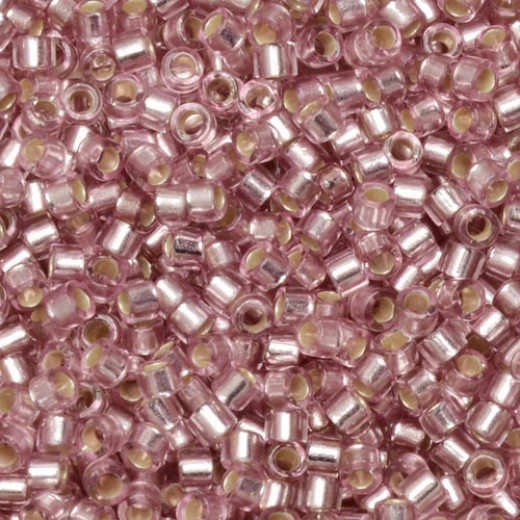 DB1434 Silver Lined Pale Rose, Size 11/0 Miyuki Delica Beads, 5.2g approx. *Being discontinued by Factory*
