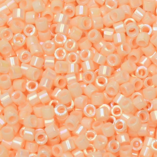 DB1502 Light Peach Opaque AB, Size 11/0 Miyuki Delica Beads, 5.2g approx. *Being discontinued by Factory*