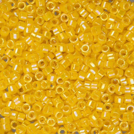 DB1572 Dark Yellow Canary Opaque AB, Size 11/0 Miyuki Delica Beads, 5.2g approx.