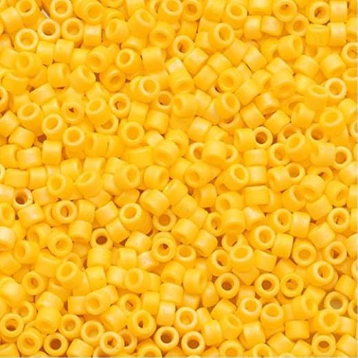 DB1592 Yellow Canary Opaque AB Matte, Size 11/0 Miyuki Delica Beads, 5.2g approx. 