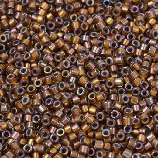 DB1691 Silver Lined Glazed Dark Saffron AB, Size 11/0 Miyuki Delica Beads, 50g Wholesale Pack