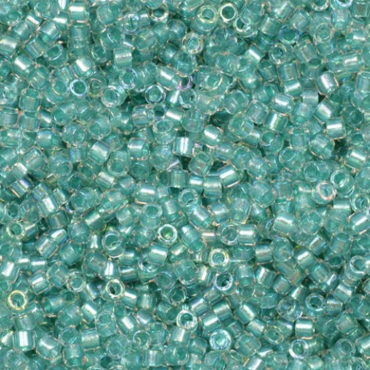 DB1767 Sparkling Aqua Green Lined Crystal AB, Size 11/0 Miyuki Delica Beads, 5.2g approx.