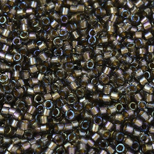 DB1773 Sparkling Beige Lined Grey AB, Size 11/0 Miyuki Delica Beads, 5.2g approx.