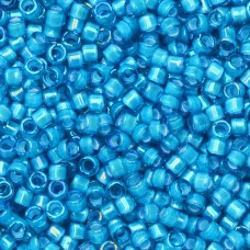DB1783 White Lined Capri Blue AB, Size 11/0 Miyuki Delica Beads, 5.2g approx.