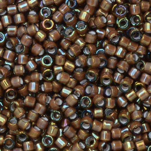 DB1790 White Lined Sable Brown AB, Size 11/0 Miyuki Delica Beads, 50 Grams