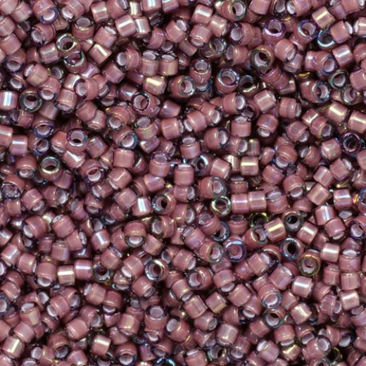 DB1792 White Lined Dark Smoky Amethyst AB, Size 11/0 Miyuki Delica Beads, 50 Grams