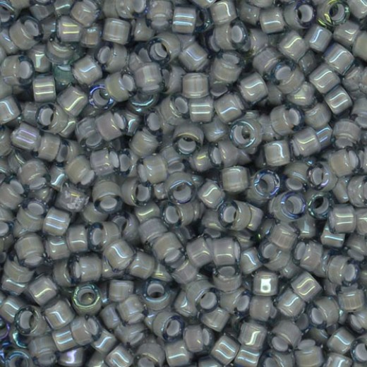 DB1793 White Lined Grey AB, Size 11/0 Miyuki Delica Beads, 5.2g approx.