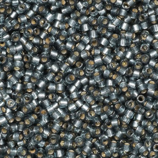 DB2166 Light Blue Steel Silver Lined Dyed Duracoat Miyuki 11/0 Delica Beads, 50g approx.