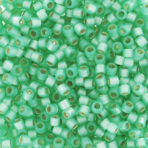 DB2188B Semi-Frosted Silver Lined Dyed Spearmint 11/0 Duracoat Miyuki Delica Beads, 50gm