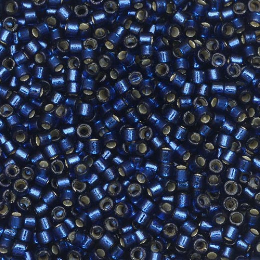 DB2191B Navy Blue Silver Lined Dyed Duracoat, Size 11/0 Miyuki Delica Beads, 50gm bag 