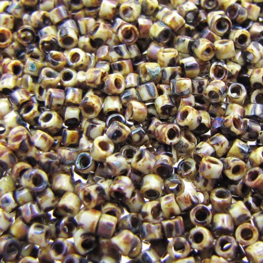 DBM2267 Opaque Brown Picasso, Size 10/0  Miyuki Delica Beads, Colour code 2267 - Approx. 5.2g
