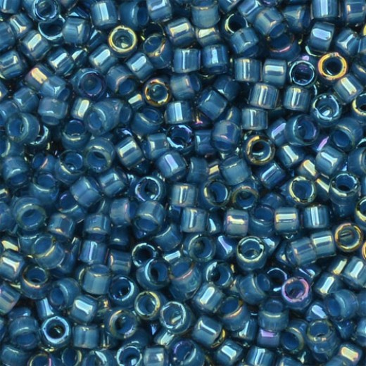 DB2384 Teal Dark Blue Fancy Lined Size 11/0 Miyuki Delica Beads, 5.2gm