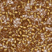 DB2524 Gold Plate Lined Champagne size 11/0 Miyuki Delica Beads, 3.3g approx.