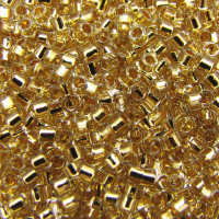 DB2525 Gold Plate Lined Yellow size 11/0 Miyuki Delica Beads, 3.3g approx.