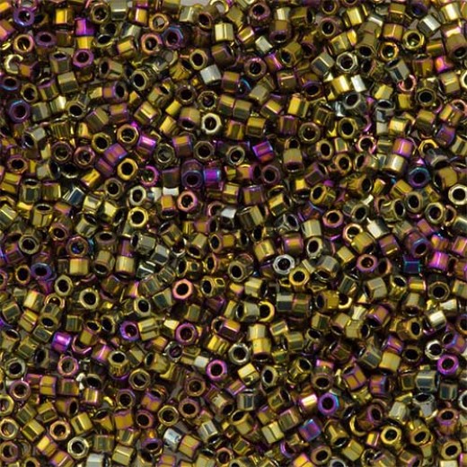 Purple Metallic Gold, Colour Code 0029, Size 11/0  Cut  Miyuki Delica Beads, 5.2g approx.