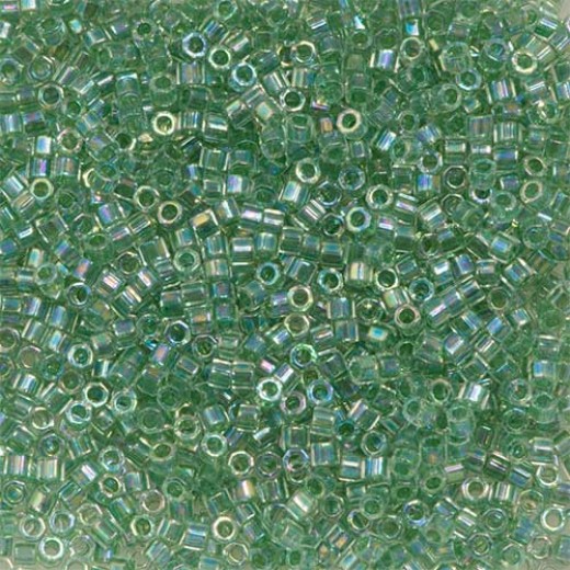 Green Lime AB Lined-Dyed, Colour Code 0060, Size 11/0  Cut  Miyuki Delica Beads, 5.2g approx.