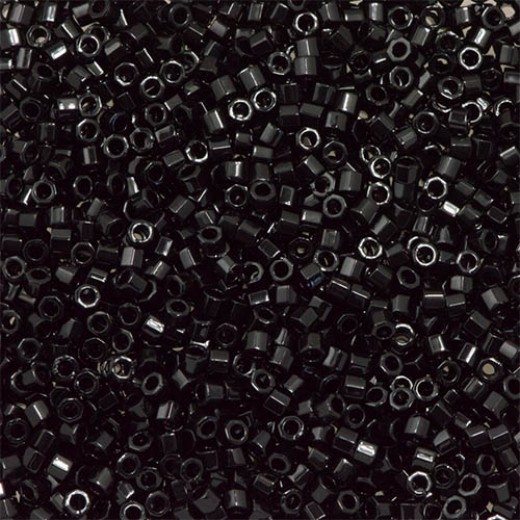 DBLC0010 Black size 8/0 Hex Cut Miyuki Delica Beads, approx 5.2g, Colour Code 10