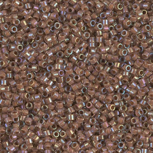 DB1732 Cocoa Lined Crystal AB, Size 11/0 Miyuki Delica Beads, 50g Wholesale Pack