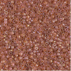 DB1733 Dark Peach Lined Pink Opal AB, Size 11/0 Miyuki Delica Beads, 5.2g approx...